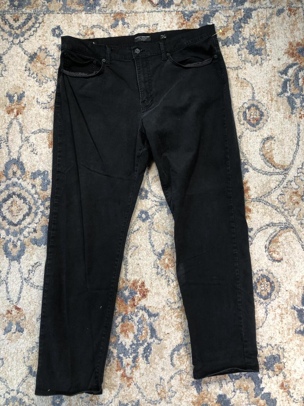 Lucky Brand 121 Slim Straight Jeans Mens 38x32 Black Dark Wash Denim Stretch